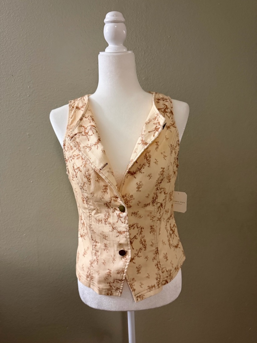 NWT Altar’d State Cream & Brown Floral Western Vest